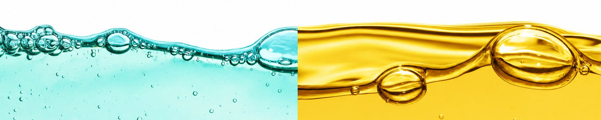 ماء صافٍ وزيت عطري ذهبي جنباً إلى جنب